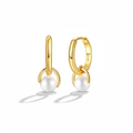 Brincos argola com pérola fundo branco