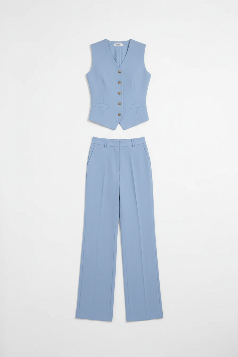 Conjunto azul fundo branco sem modelo